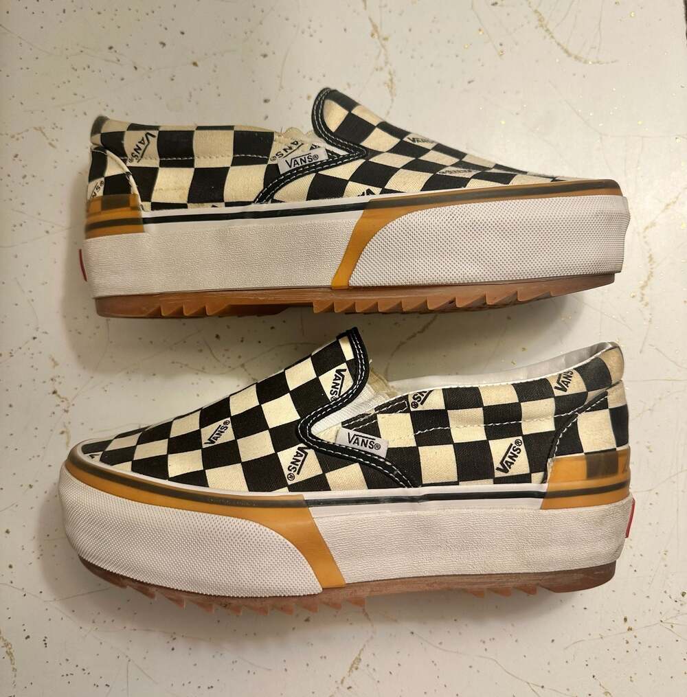 Vans Classic Slip-On Stacked Checkerboard Platform Sneakers